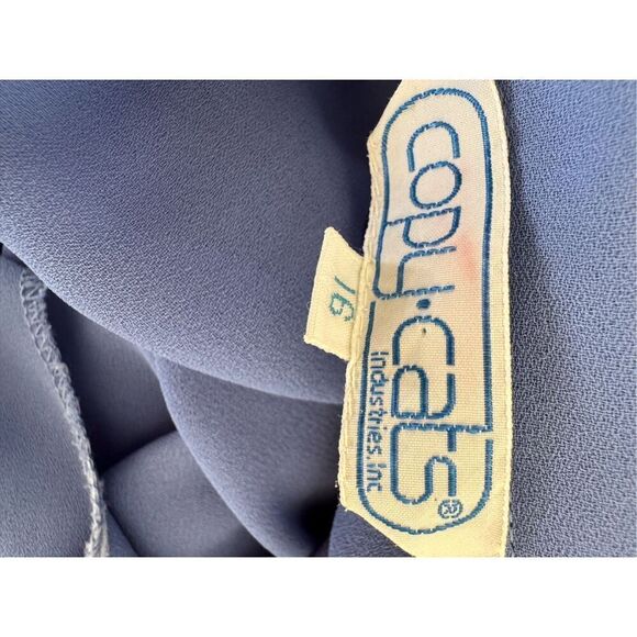 Copycats L blue pleated button up vintage 70s blouse women’s - Picture 4 of 6